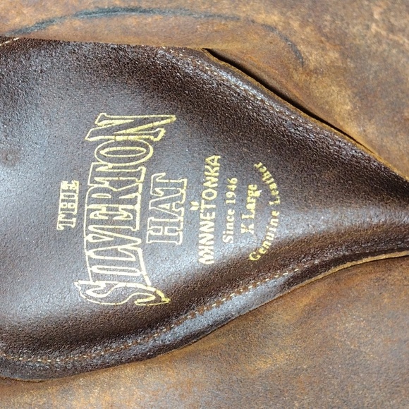 Minnetonka Unisex Silverton Dude Brown Ruff Genuine Leather Studded Western Hat - Picture 9 of 14